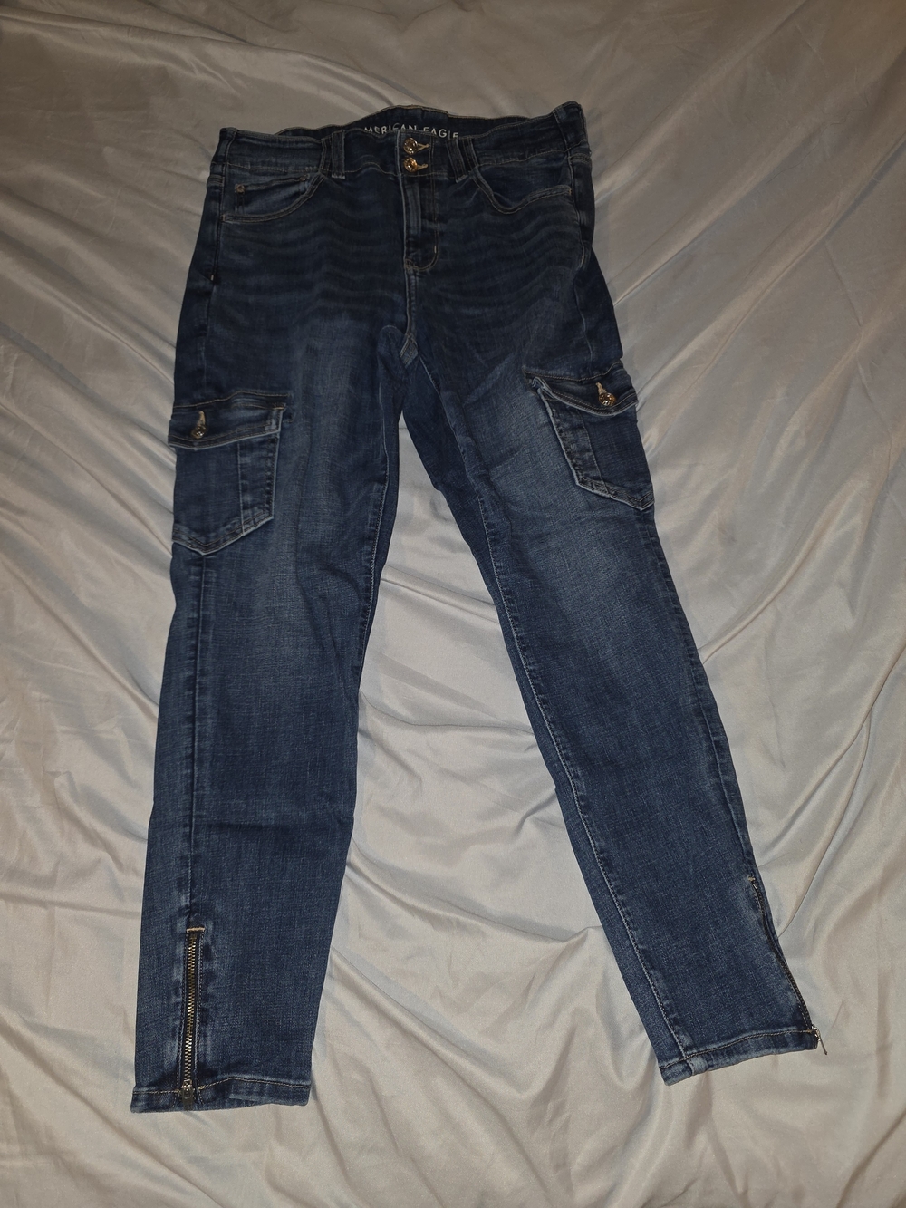 American Eagle Outfitters Dark Blue Cargo Skinny Jeans